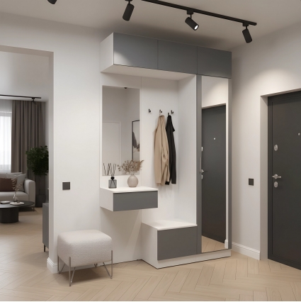 Набор мебели для прихожей "Марсель-206" МР 01-206 В2490 Ш1500 Г420 (ЛДСП Графит серый)